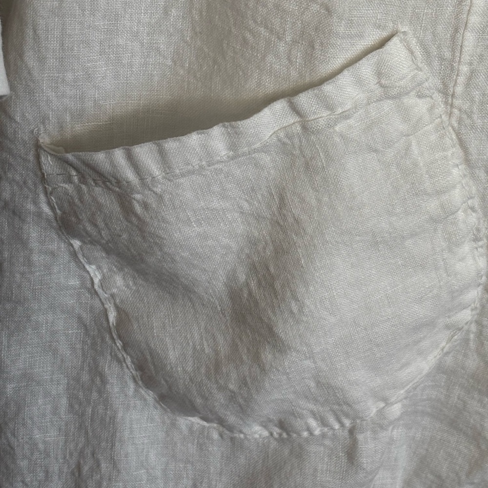 WHITE LINEN (MADE IN ITALY) HOODED TOP/COVERUP - Picture 4 of 7